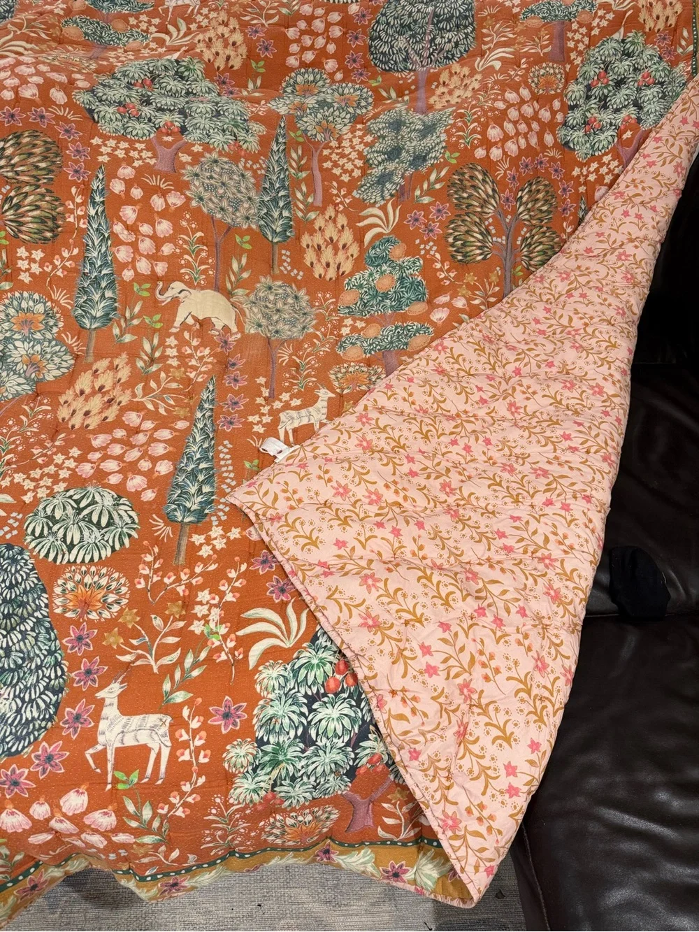 Anthropologie Floral Quilted Comforter With 3 Euro Shana